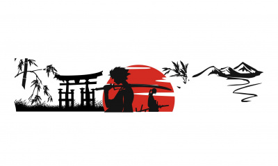 Наклейка / ливрея на борт: "Самурай на фоне красного солнца" для светлого авто
